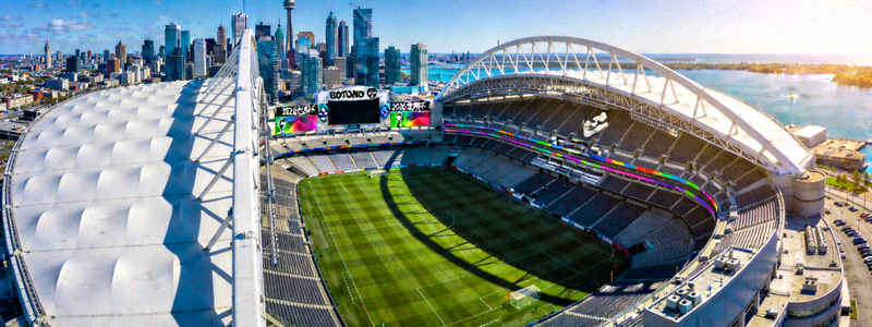 2026年世界杯主办城市之一多伦多的BMO体育场航拍图